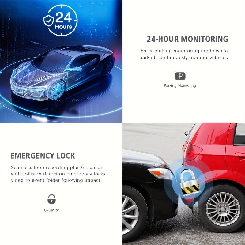 Cámara de Coche 3 Lentes 360° – Dashcam Frontal, Interior y Trasera Full HD 1080P con WiFi y Pantalla 2.0"