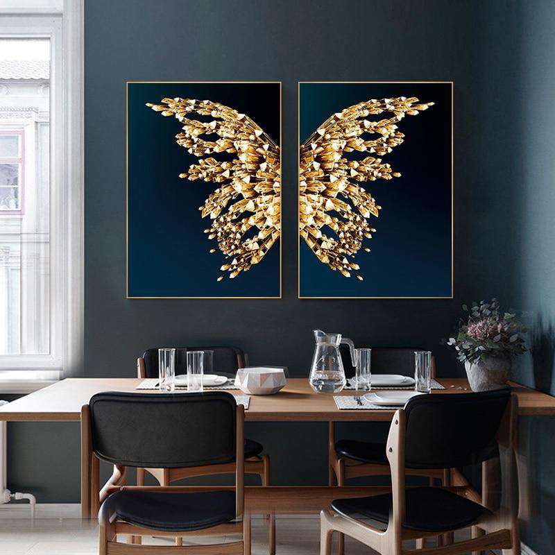 Color Gold Butterfly Wall Art Posters