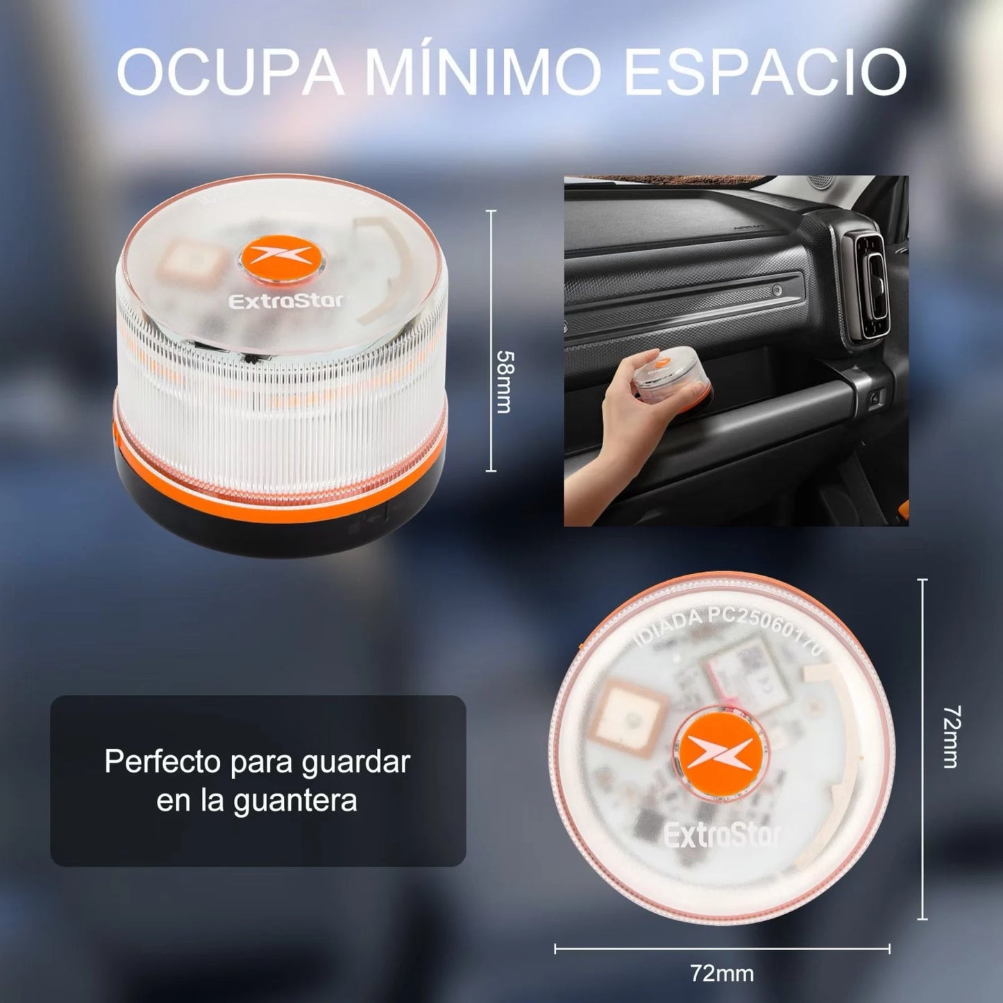 EXTRASTAR Luz V16 DGT 2026 Oficial | Baliza Emergencia con Geolocalización 3.0 y Datos Telefónica hasta 2038 | Homologada y Obligatoria