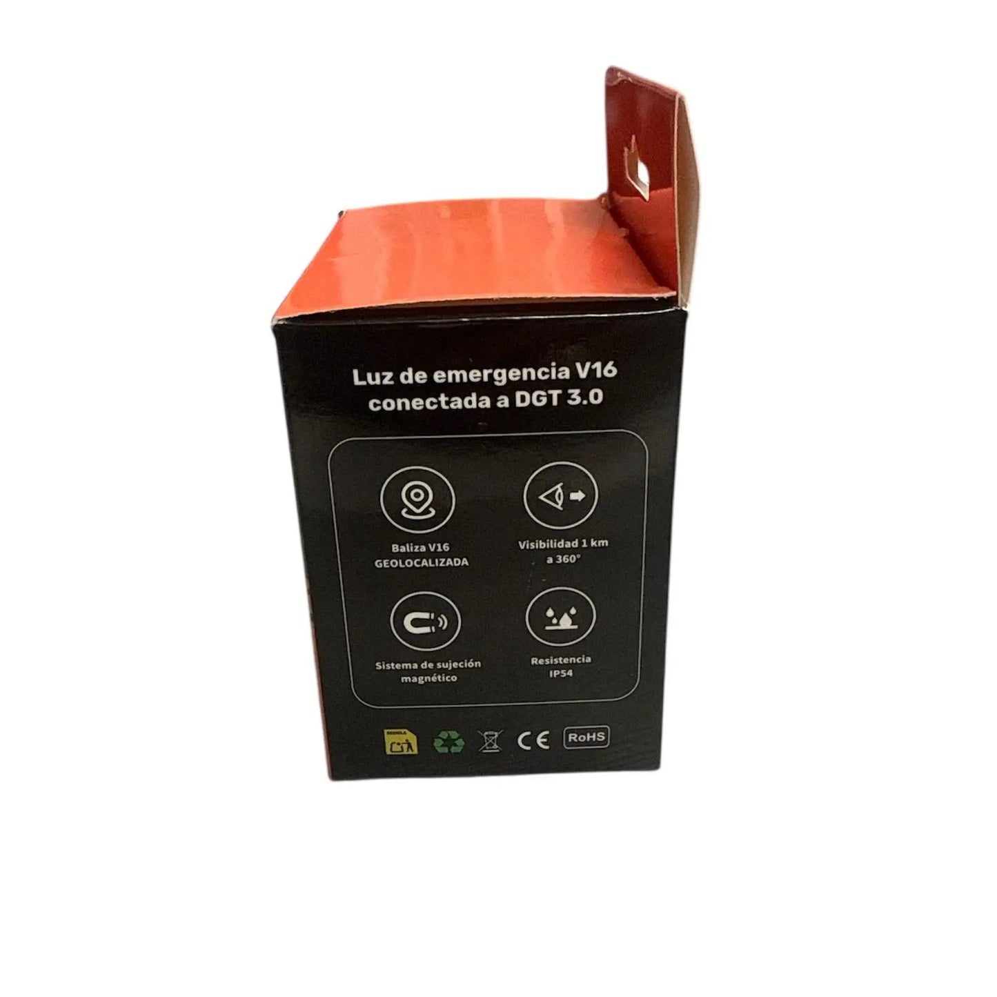 V16 emergency light with geolocation, mandatory from 2026. Beacon connected with dgt 3.0, signal v-16 connection with telefónica tech. Valid until 2038