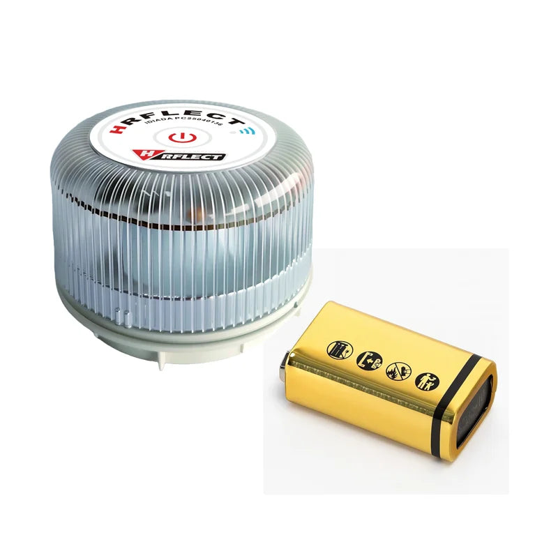 V16 emergency light with geolocation, mandatory from 2026. Beacon connected with dgt 3.0, signal v-16 connection with telefónica tech. Valid until 2038