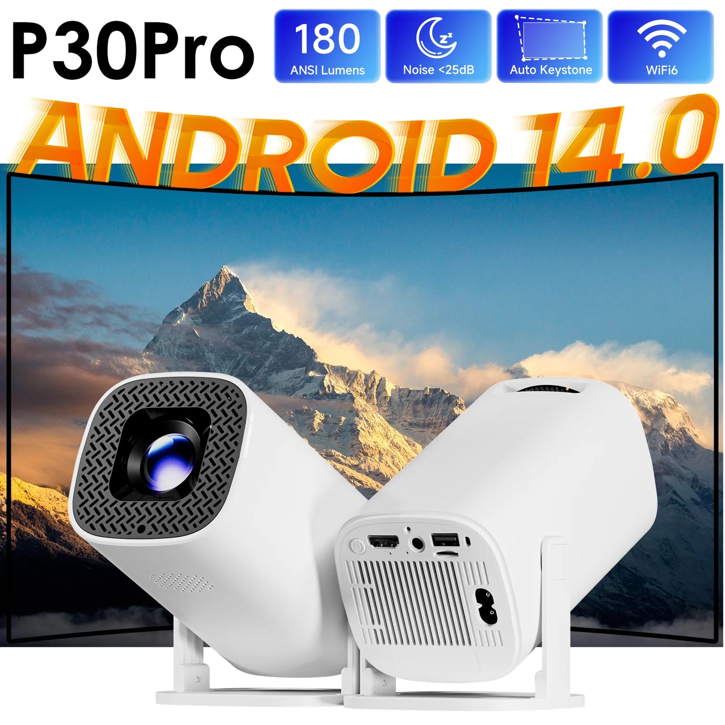 Proyector Inteligente Mini P30PRO Android 14 | Compatible con Video 4K HD |