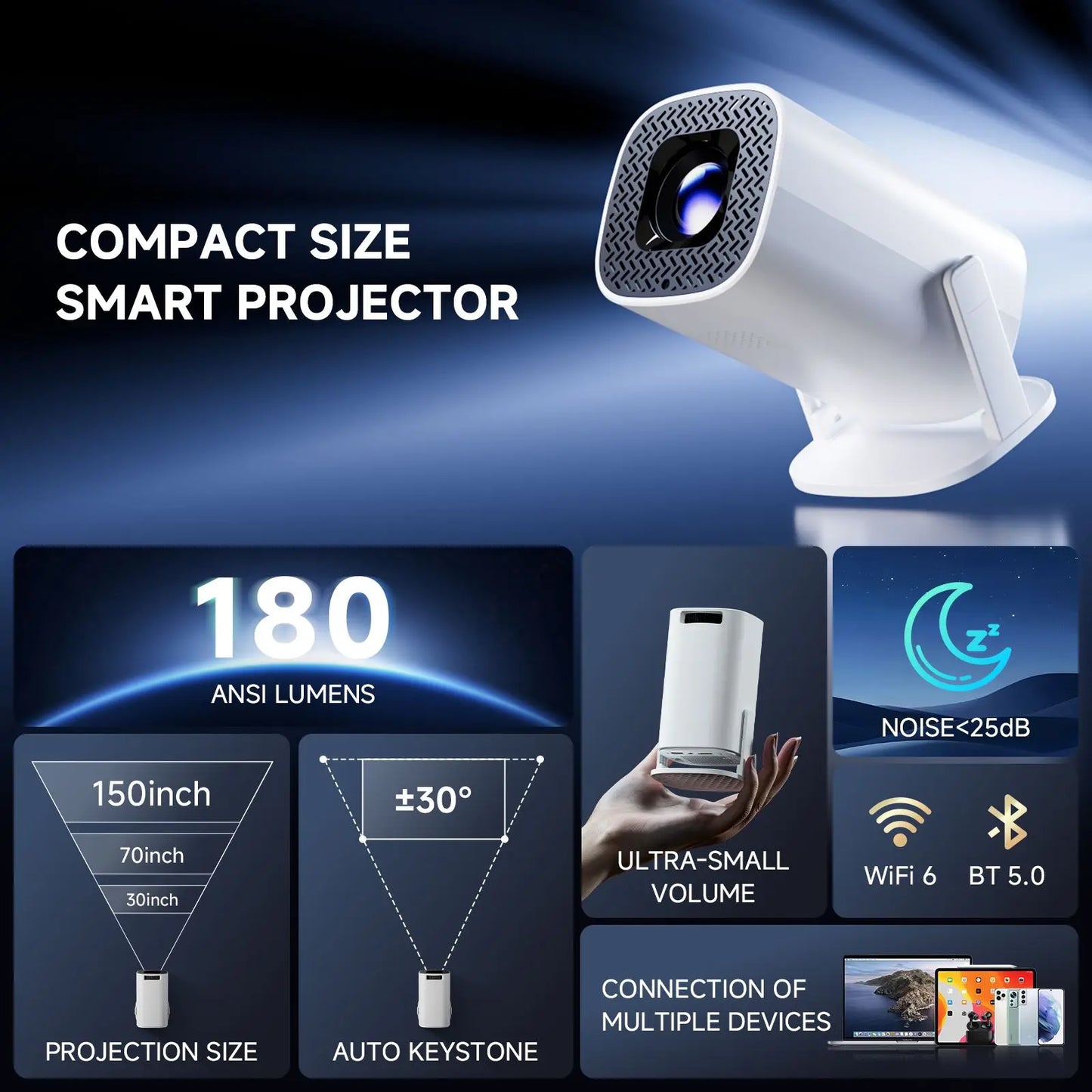 Proyector Inteligente Mini P30PRO Android 14 | Compatible con Video 4K HD |