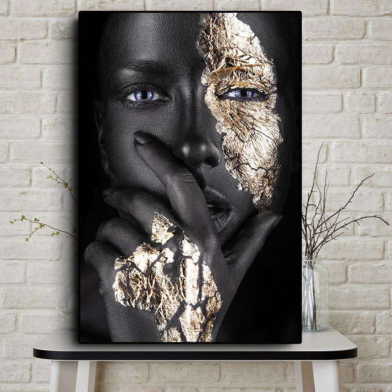 High Quality African Art Black and Gold Woman Posters