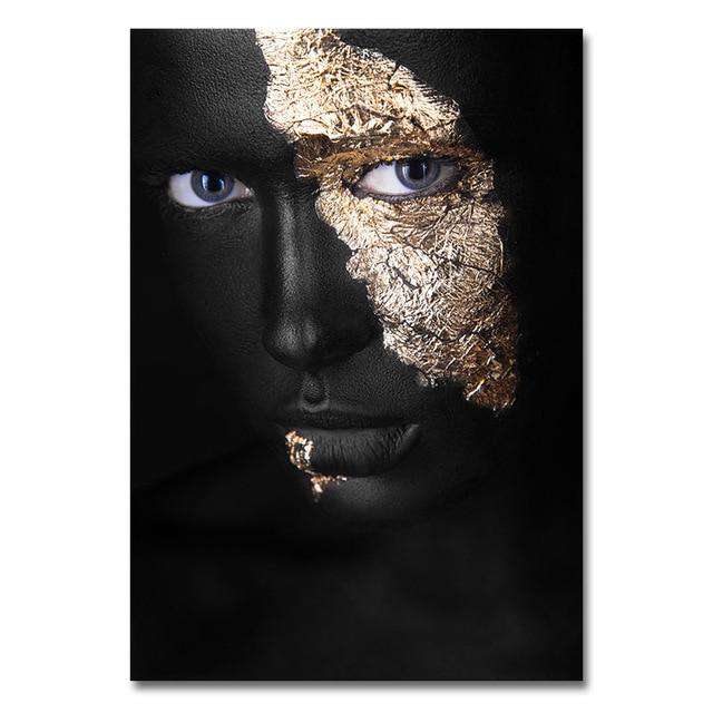 High Quality African Art Black and Gold Woman Posters