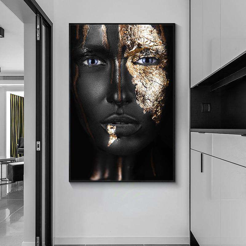 High Quality African Art Black and Gold Woman Posters