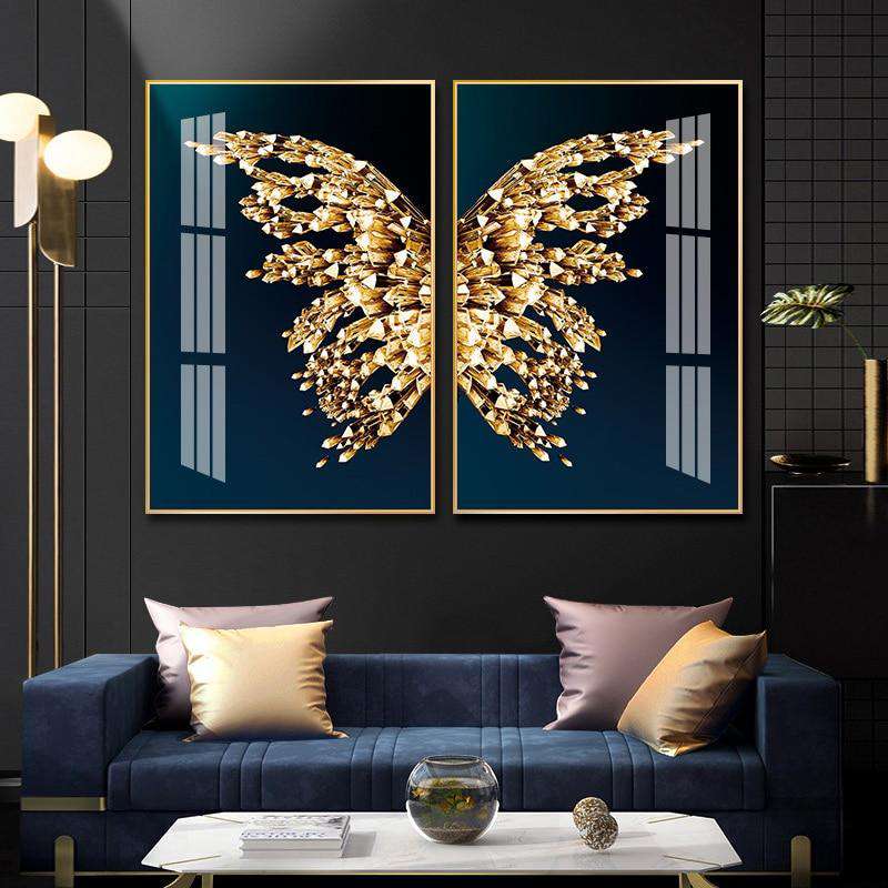 Color Gold Butterfly Wall Art Posters