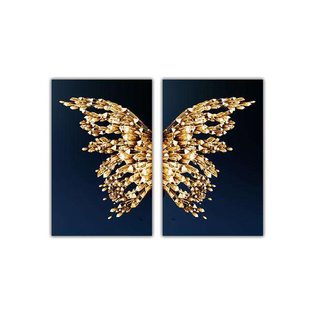 Color Gold Butterfly Wall Art Posters